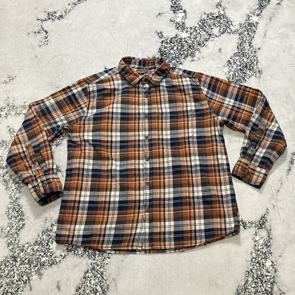 Eddie Bauer Plaid Flannel Button Front Shirt Mens Size XL Outdoors Multicolor